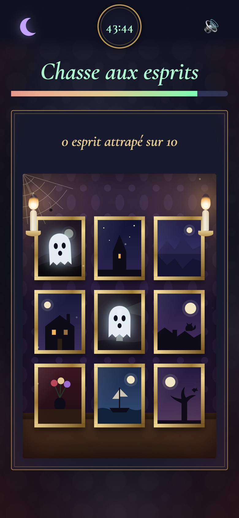 Un mini-jeu sur le téléphone : des fantômes surgissent dans les cadres des tableaux, il faut les toucher à temps.